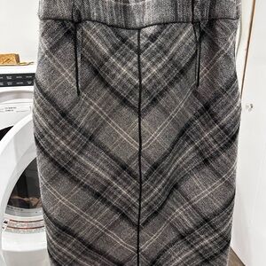Plaid Wool Gray Women's Skirt